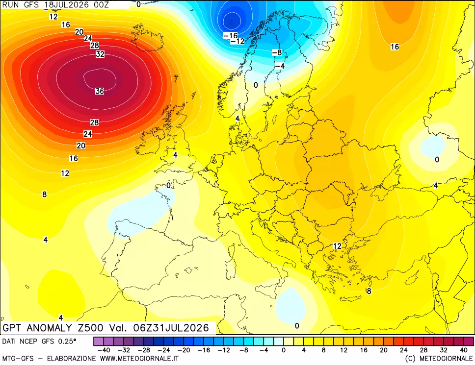 mappa 500 hPa GPT Anomaly vs Cli.No 1981-2010