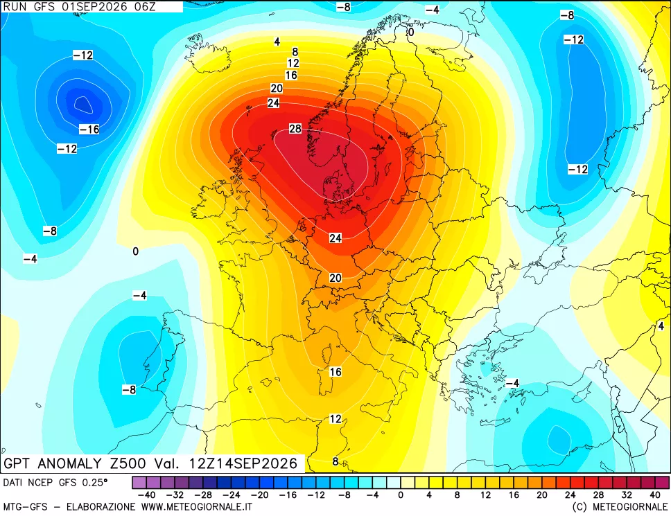 mappa 500 hPa GPT Anomaly vs Cli.No 1981-2010