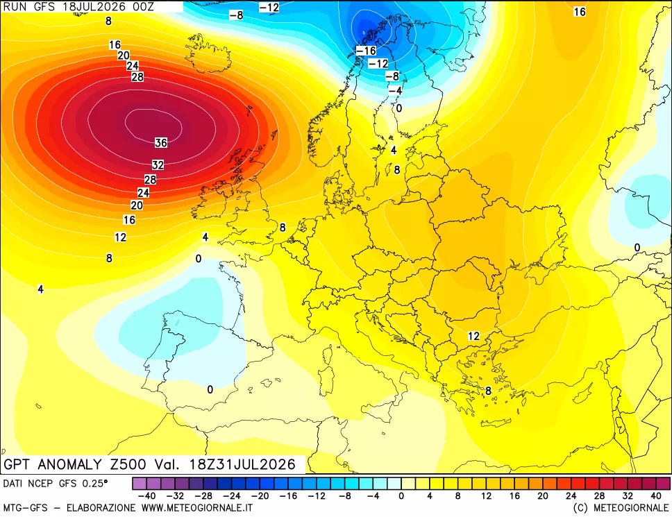 mappa 500 hPa GPT Anomaly vs Cli.No 1981-2010