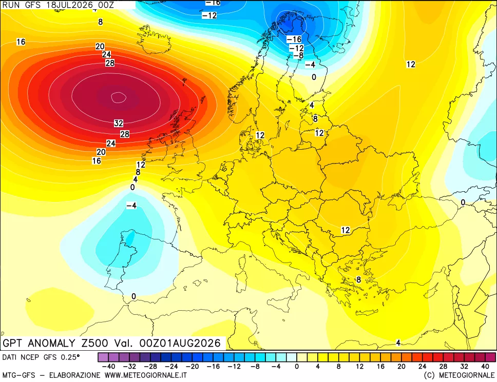 mappa 500 hPa GPT Anomaly vs Cli.No 1981-2010