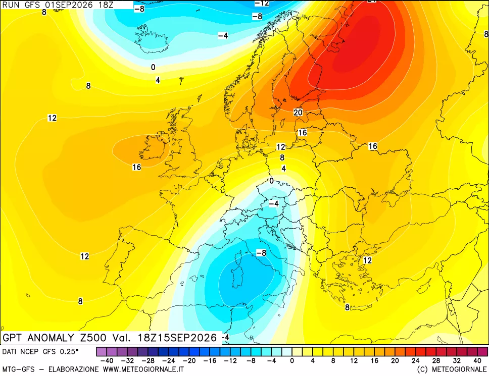 mappa 500 hPa GPT Anomaly vs Cli.No 1981-2010