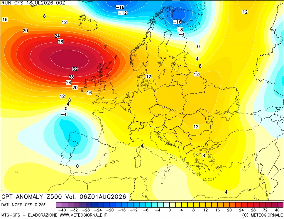 mappa 500 hPa GPT Anomaly vs Cli.No 1981-2010