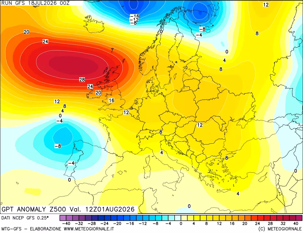 mappa 500 hPa GPT Anomaly vs Cli.No 1981-2010