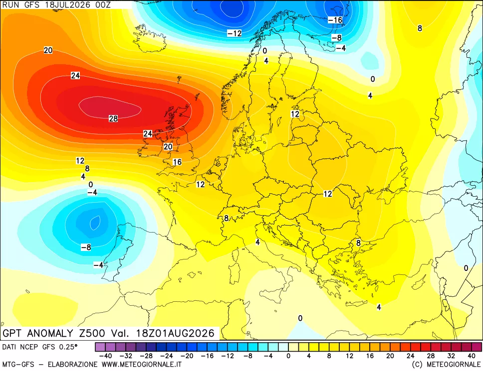 mappa 500 hPa GPT Anomaly vs Cli.No 1981-2010