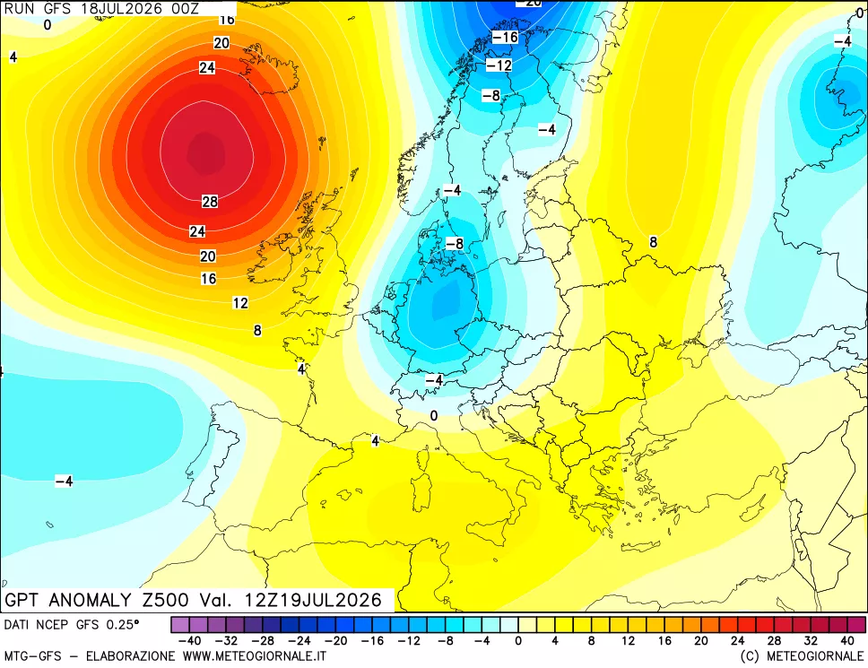 mappa 500 hPa GPT Anomaly vs Cli.No 1981-2010