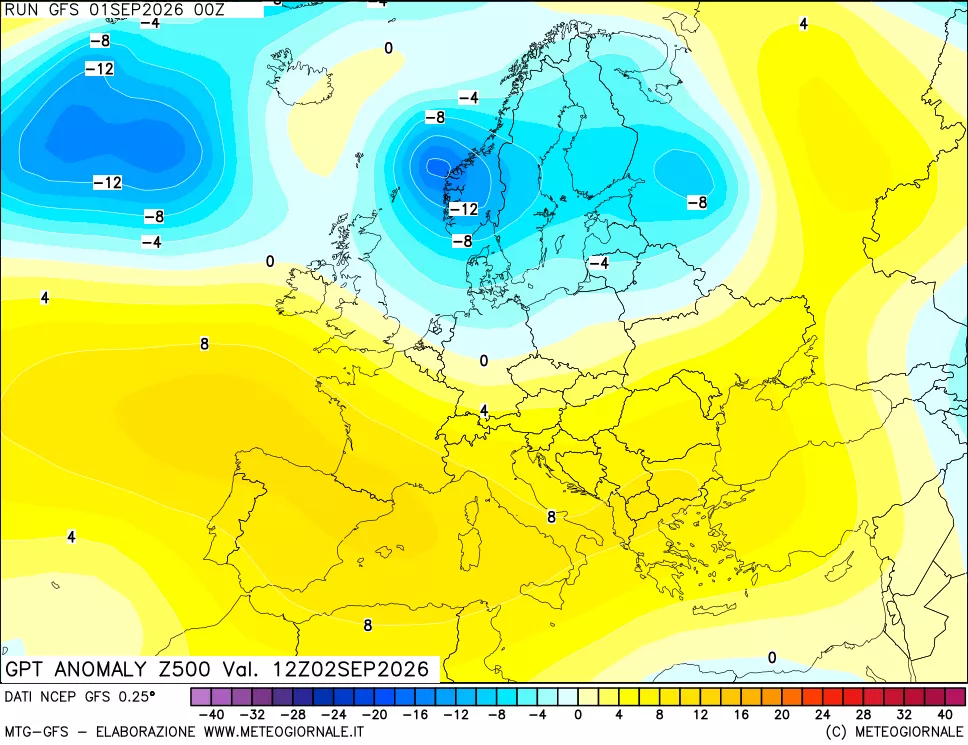 mappa 500 hPa GPT Anomaly vs Cli.No 1981-2010