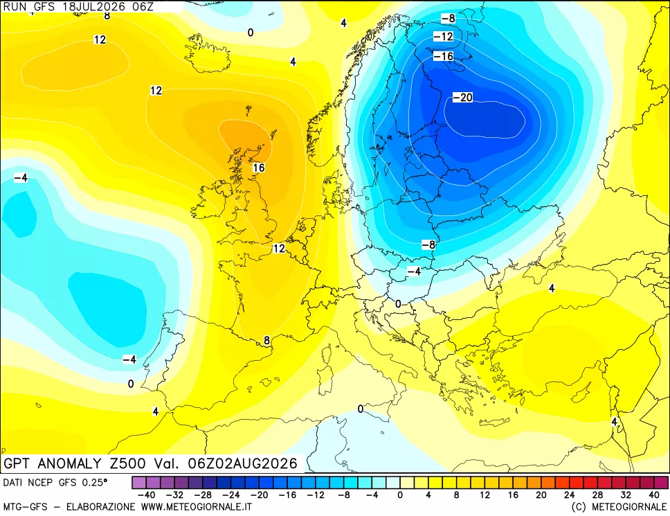 mappa 500 hPa GPT Anomaly vs Cli.No 1981-2010