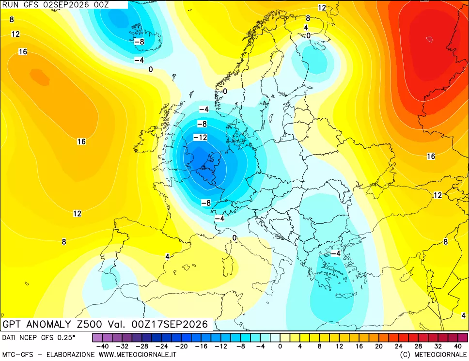 mappa 500 hPa GPT Anomaly vs Cli.No 1981-2010