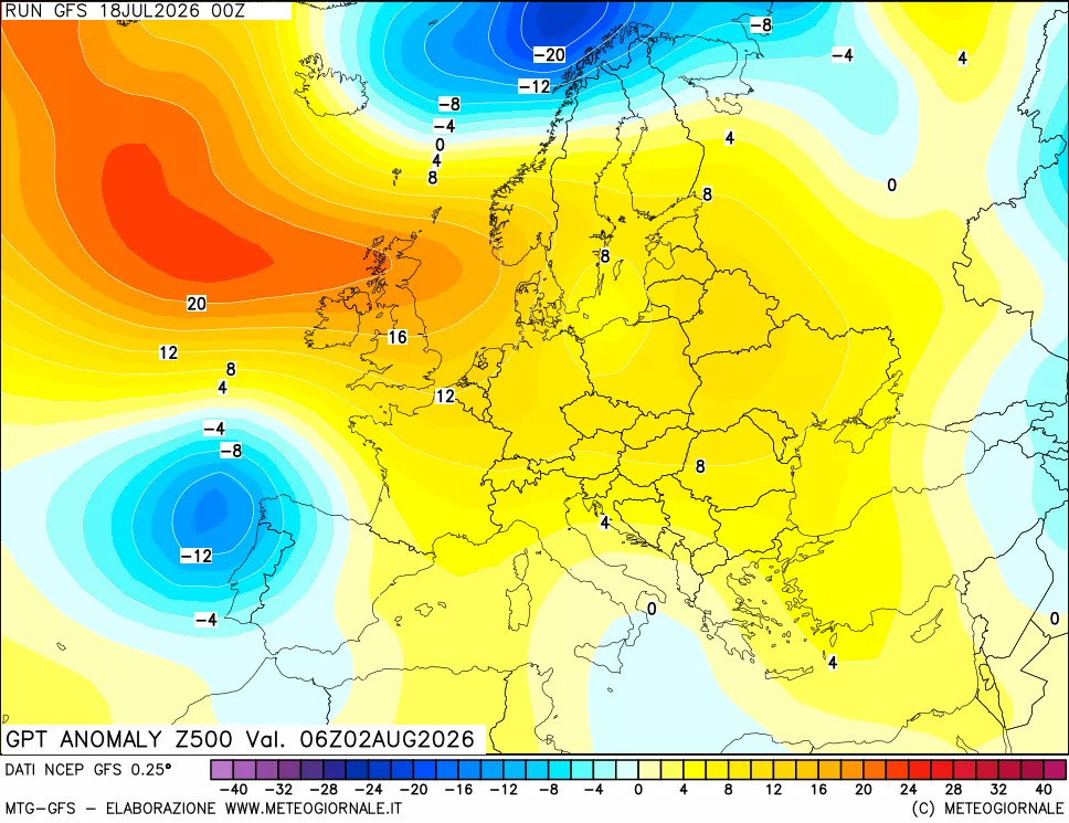 mappa 500 hPa GPT Anomaly vs Cli.No 1981-2010