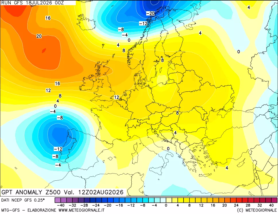 mappa 500 hPa GPT Anomaly vs Cli.No 1981-2010