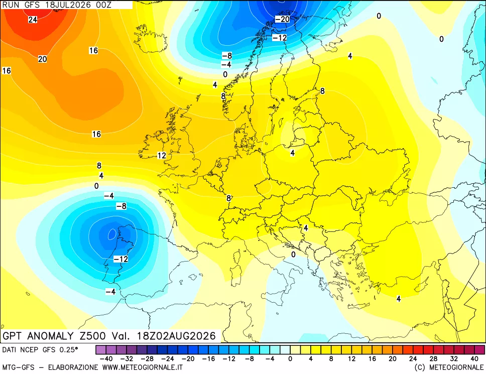 mappa 500 hPa GPT Anomaly vs Cli.No 1981-2010