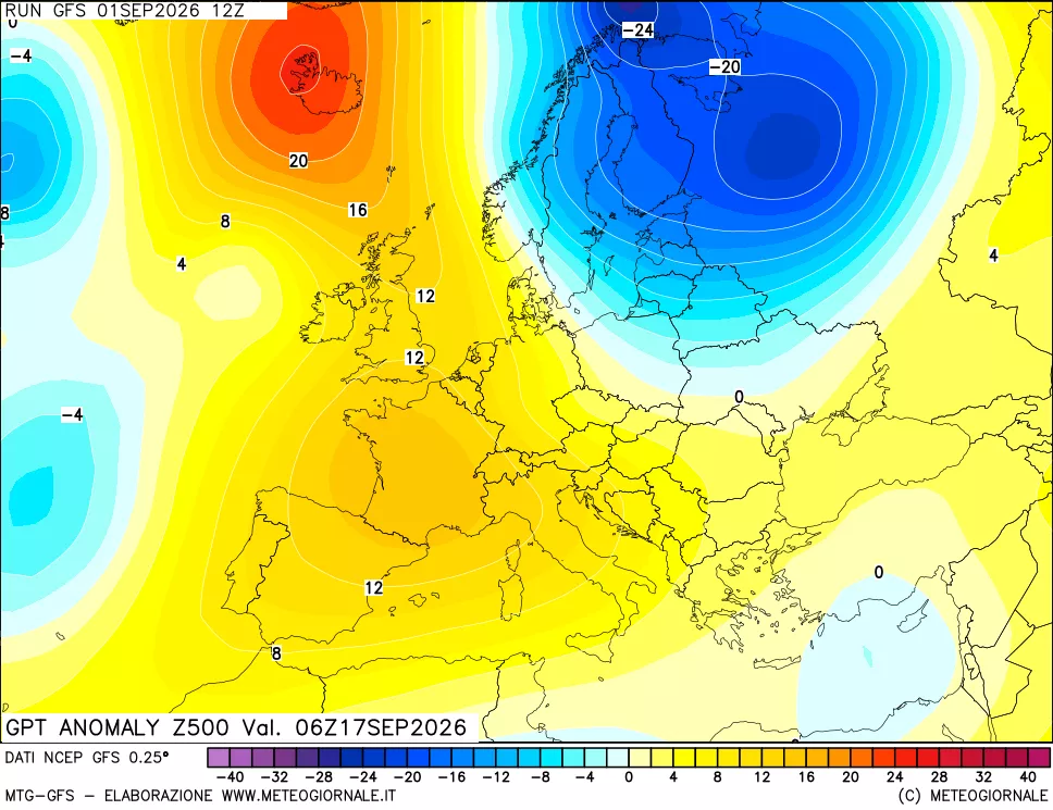 mappa 500 hPa GPT Anomaly vs Cli.No 1981-2010