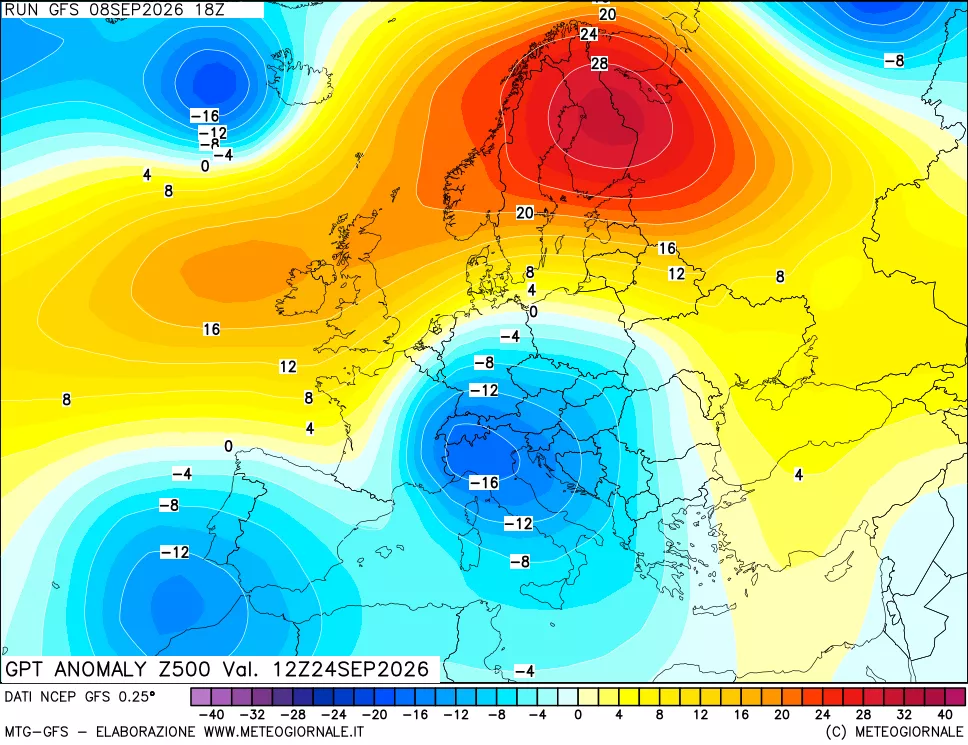mappa 500 hPa GPT Anomaly vs Cli.No 1981-2010