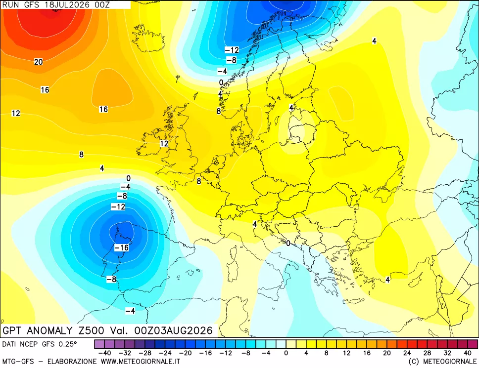 mappa 500 hPa GPT Anomaly vs Cli.No 1981-2010
