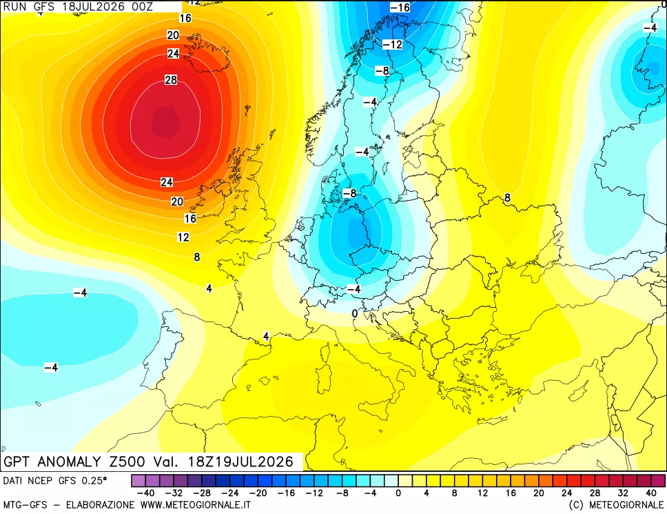 mappa 500 hPa GPT Anomaly vs Cli.No 1981-2010