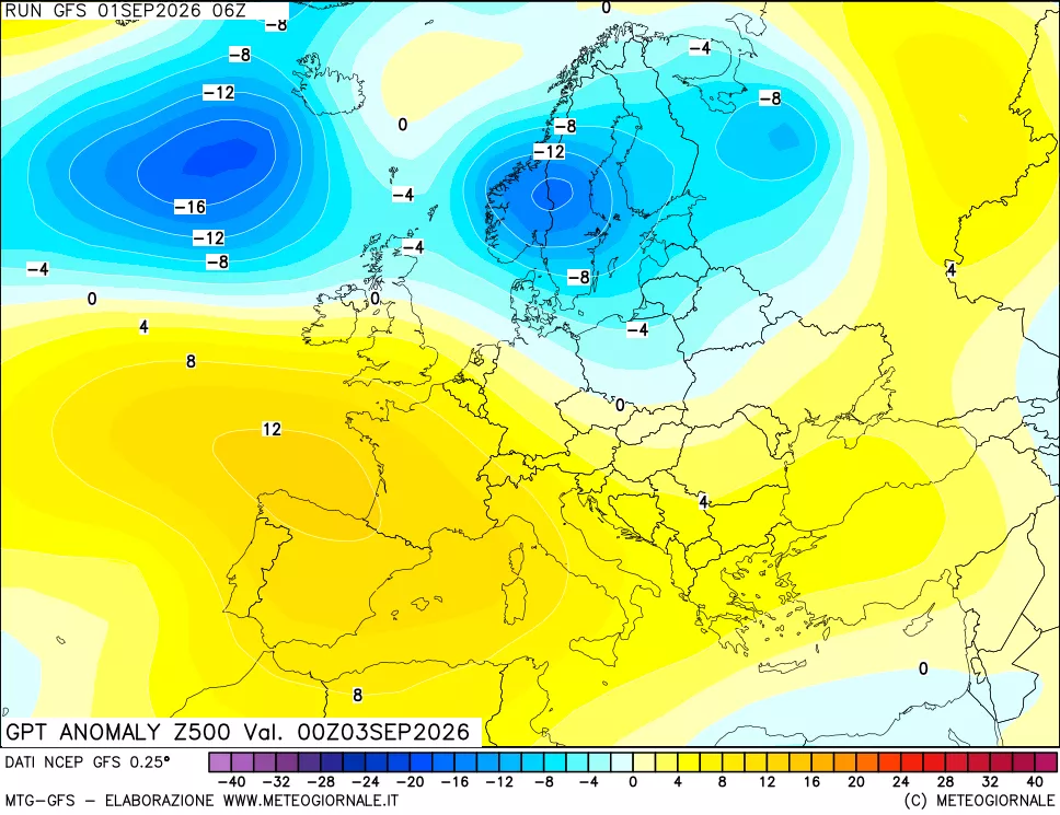 mappa 500 hPa GPT Anomaly vs Cli.No 1981-2010
