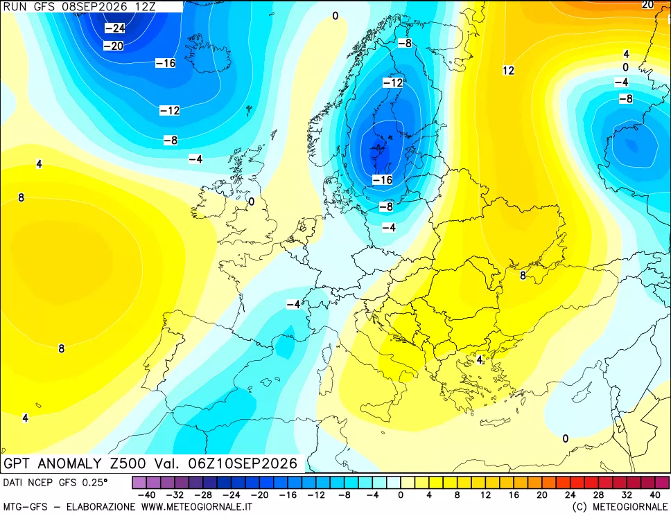 mappa 500 hPa GPT Anomaly vs Cli.No 1981-2010