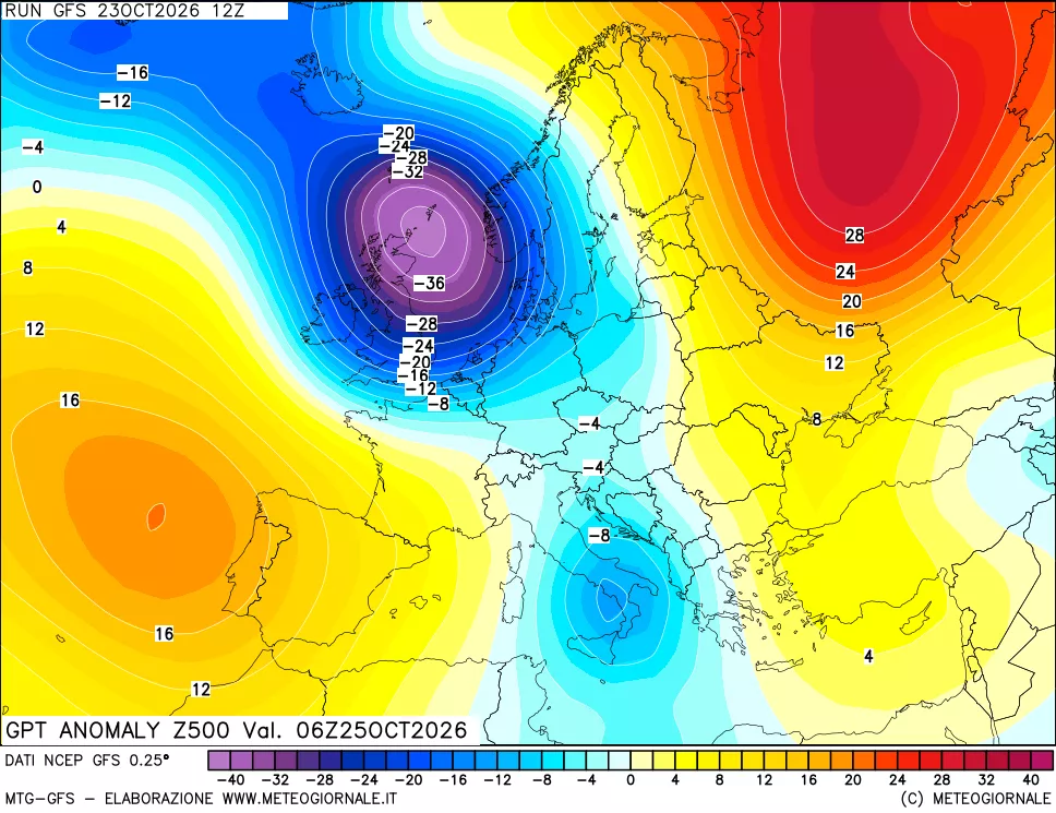 mappa 500 hPa GPT Anomaly vs Cli.No 1981-2010
