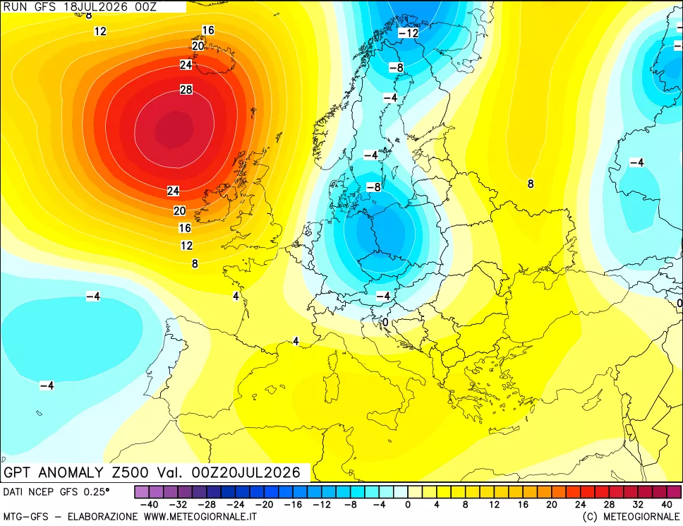 mappa 500 hPa GPT Anomaly vs Cli.No 1981-2010