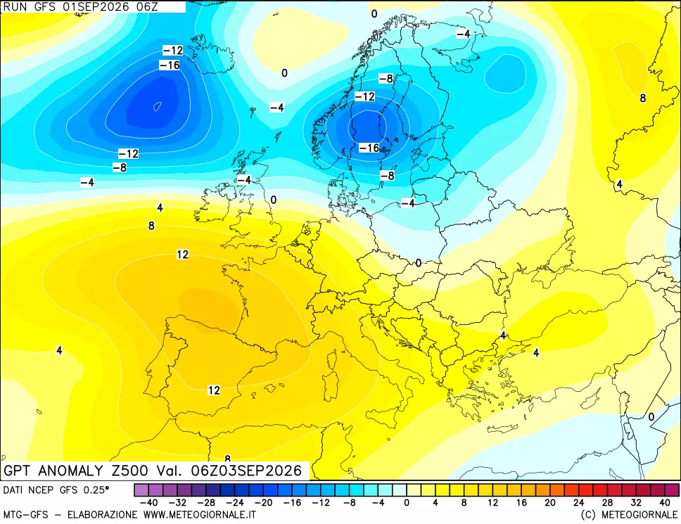 mappa 500 hPa GPT Anomaly vs Cli.No 1981-2010