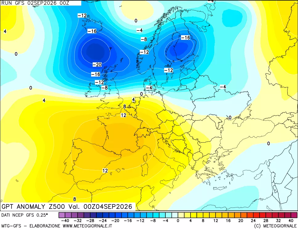 mappa 500 hPa GPT Anomaly vs Cli.No 1981-2010
