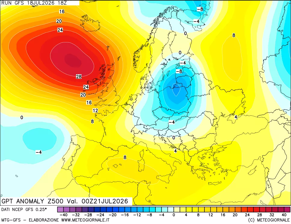 mappa 500 hPa GPT Anomaly vs Cli.No 1981-2010