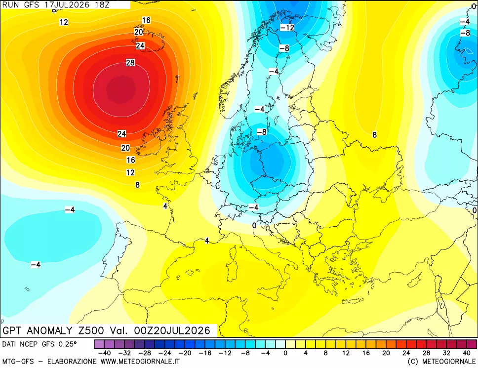 mappa 500 hPa GPT Anomaly vs Cli.No 1981-2010