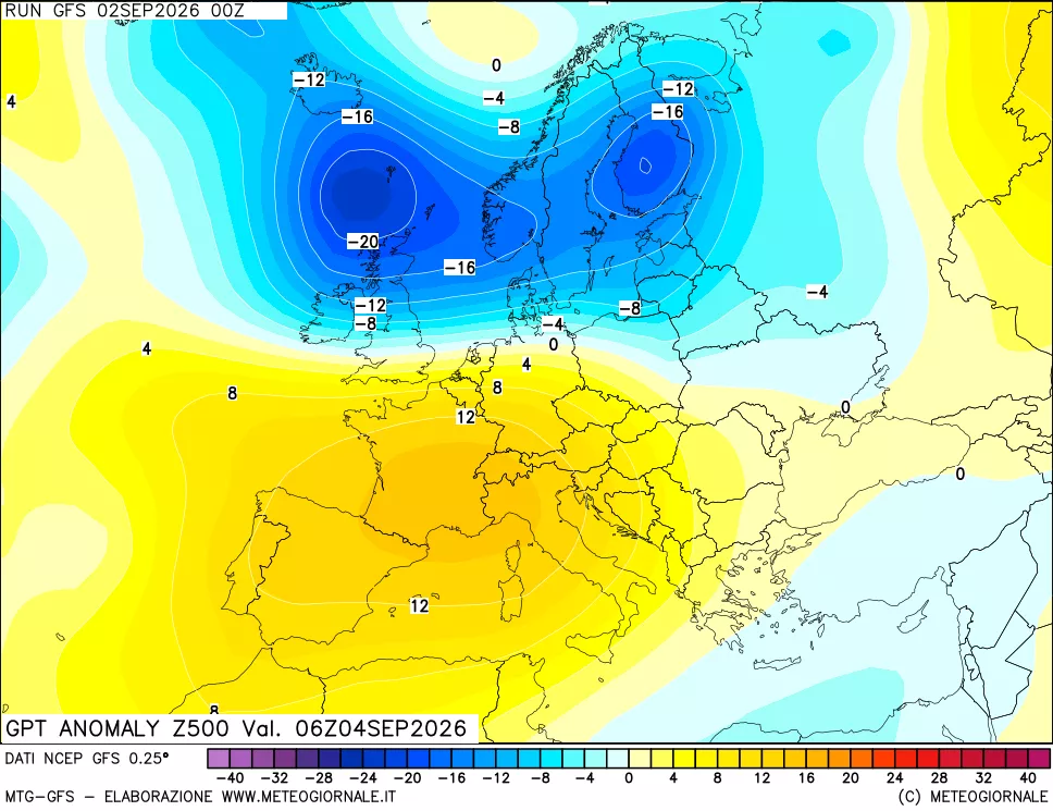 mappa 500 hPa GPT Anomaly vs Cli.No 1981-2010