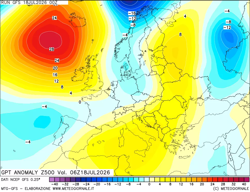 mappa 500 hPa GPT Anomaly vs Cli.No 1981-2010