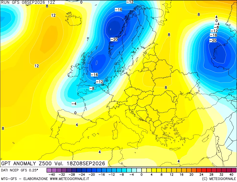 mappa 500 hPa GPT Anomaly vs Cli.No 1981-2010