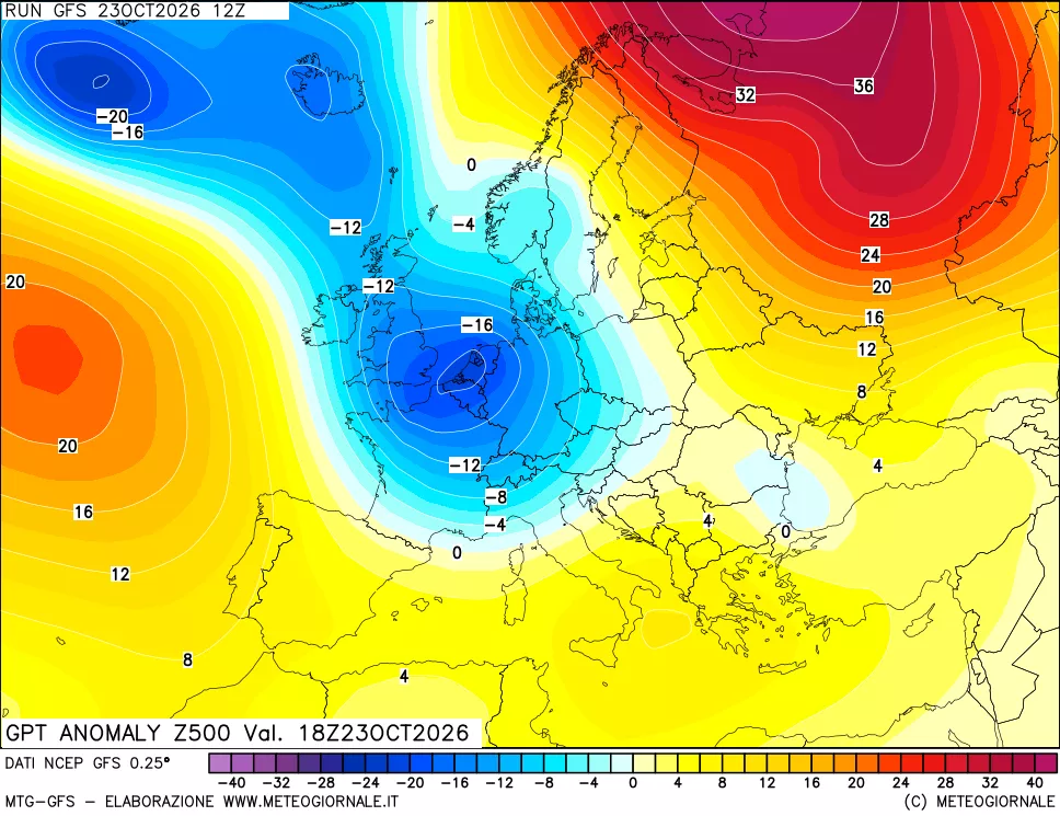 mappa 500 hPa GPT Anomaly vs Cli.No 1981-2010