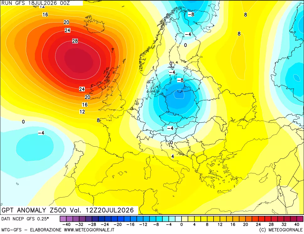 mappa 500 hPa GPT Anomaly vs Cli.No 1981-2010