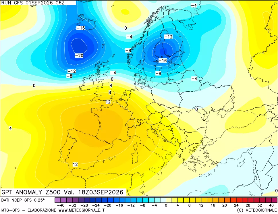 mappa 500 hPa GPT Anomaly vs Cli.No 1981-2010