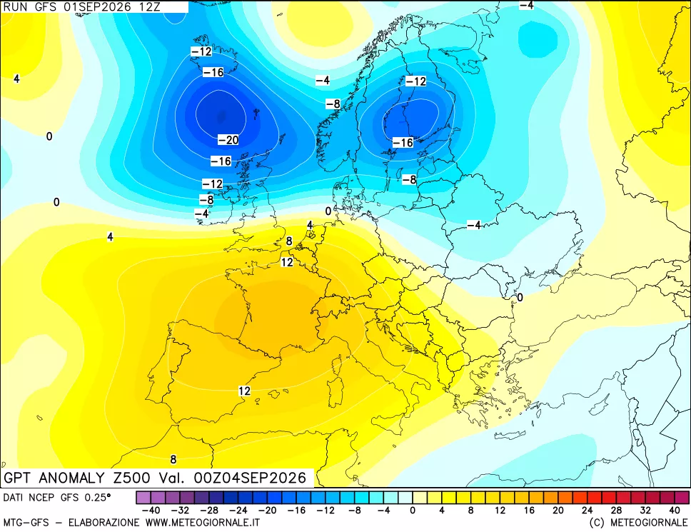 mappa 500 hPa GPT Anomaly vs Cli.No 1981-2010