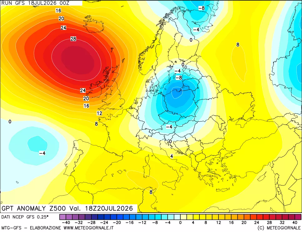 mappa 500 hPa GPT Anomaly vs Cli.No 1981-2010