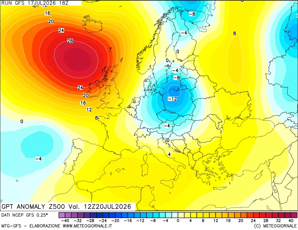mappa 500 hPa GPT Anomaly vs Cli.No 1981-2010
