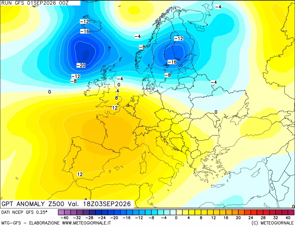 mappa 500 hPa GPT Anomaly vs Cli.No 1981-2010