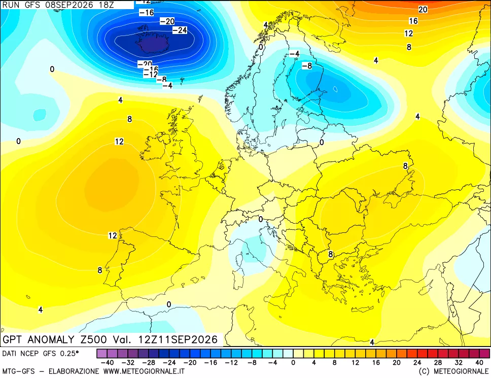 mappa 500 hPa GPT Anomaly vs Cli.No 1981-2010