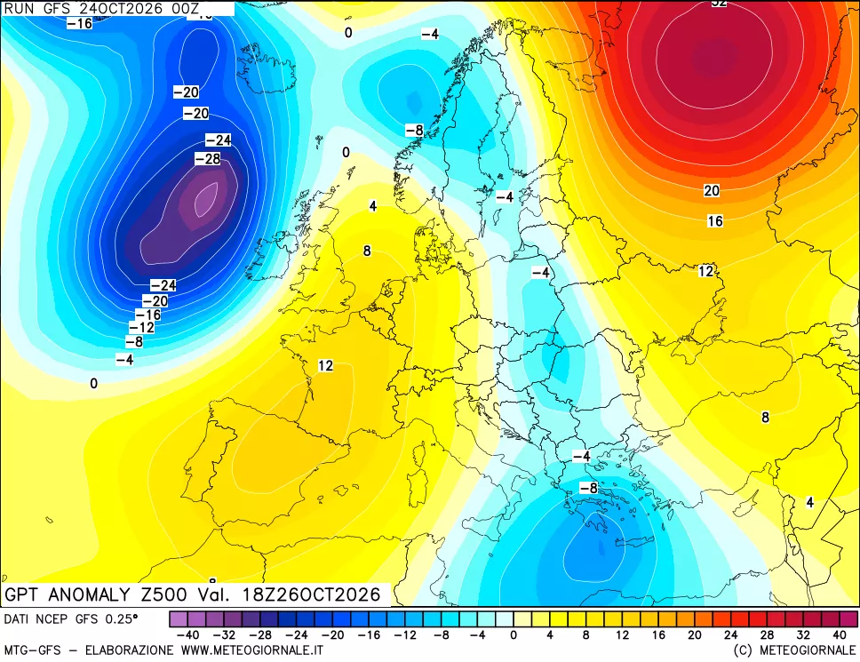 mappa 500 hPa GPT Anomaly vs Cli.No 1981-2010