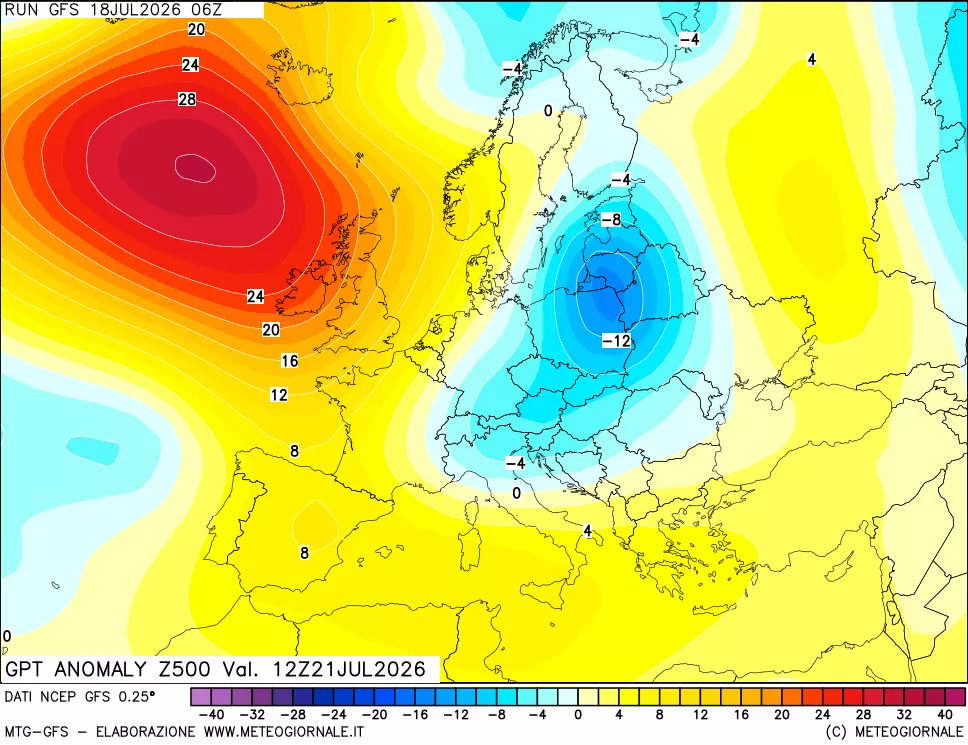 mappa 500 hPa GPT Anomaly vs Cli.No 1981-2010