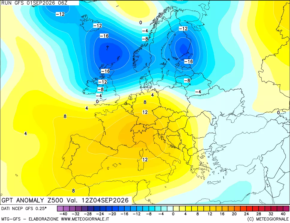 mappa 500 hPa GPT Anomaly vs Cli.No 1981-2010