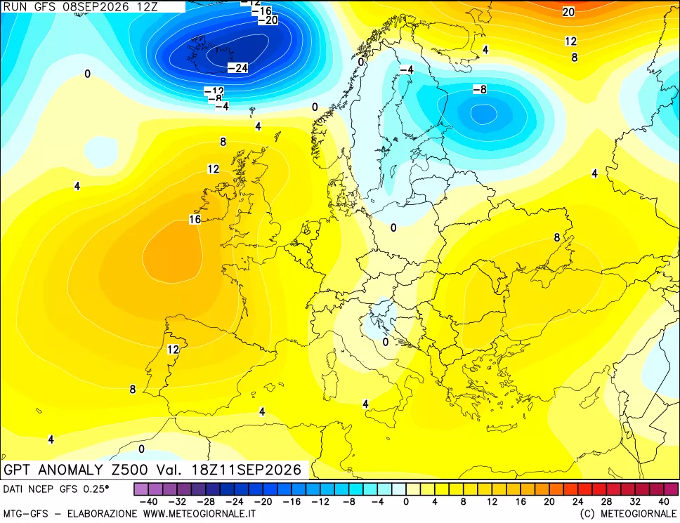 mappa 500 hPa GPT Anomaly vs Cli.No 1981-2010