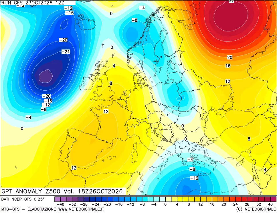 mappa 500 hPa GPT Anomaly vs Cli.No 1981-2010