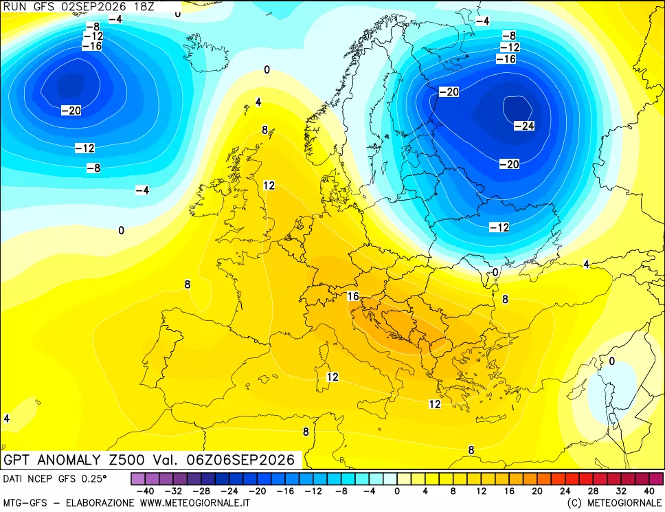 mappa 500 hPa GPT Anomaly vs Cli.No 1981-2010