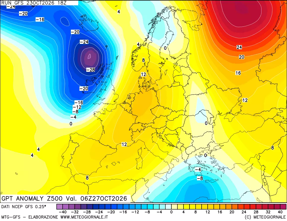 mappa 500 hPa GPT Anomaly vs Cli.No 1981-2010