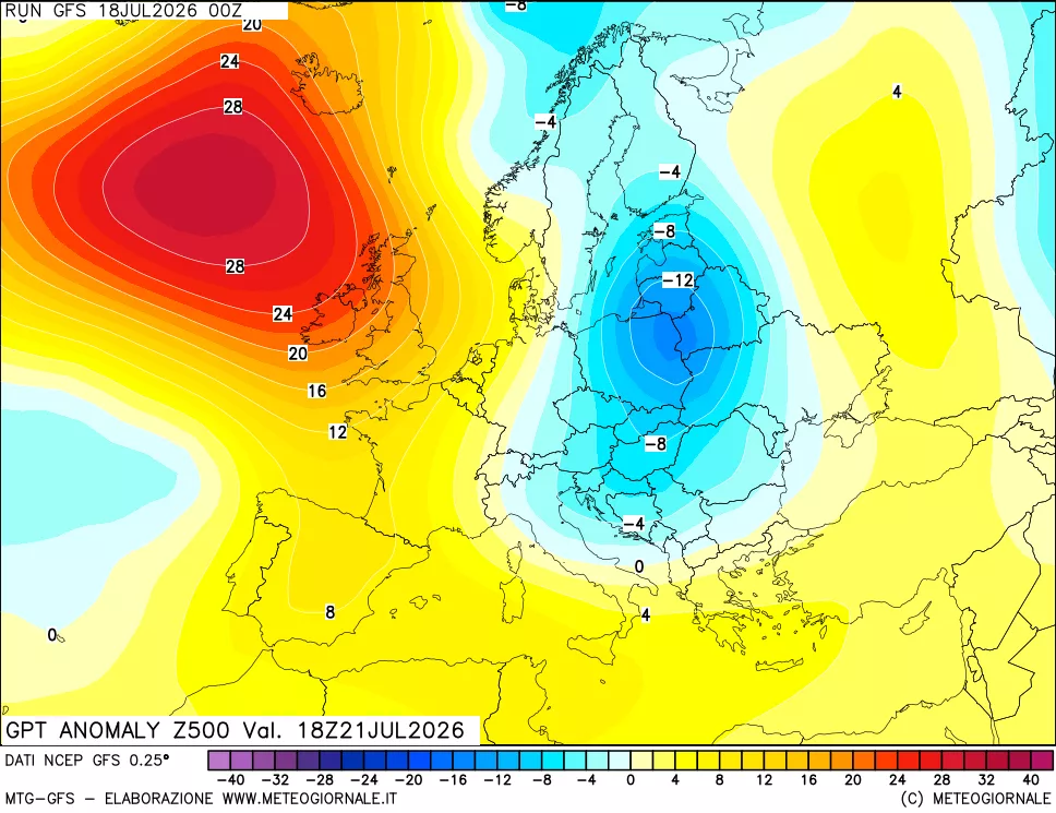 mappa 500 hPa GPT Anomaly vs Cli.No 1981-2010