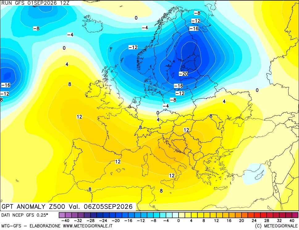 mappa 500 hPa GPT Anomaly vs Cli.No 1981-2010