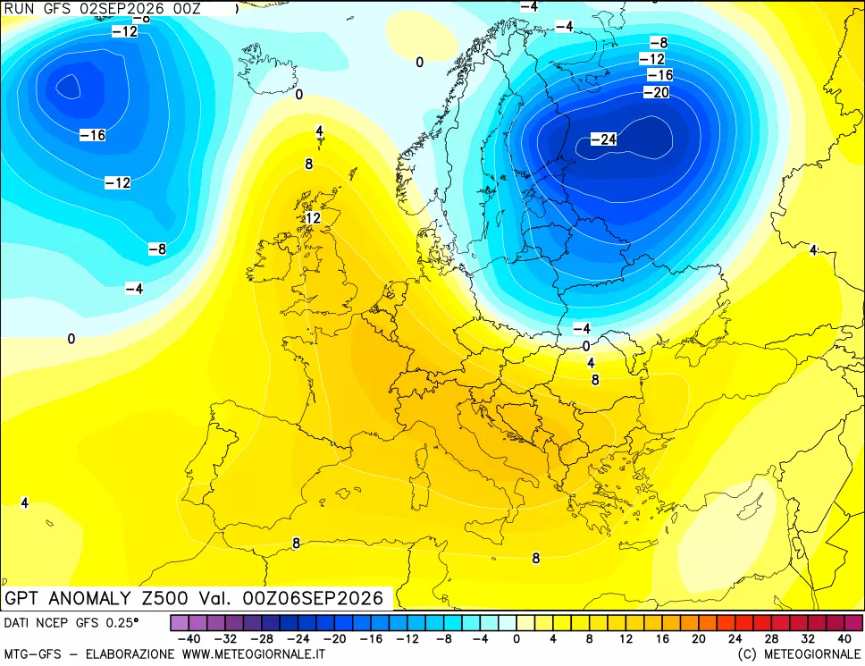 mappa 500 hPa GPT Anomaly vs Cli.No 1981-2010