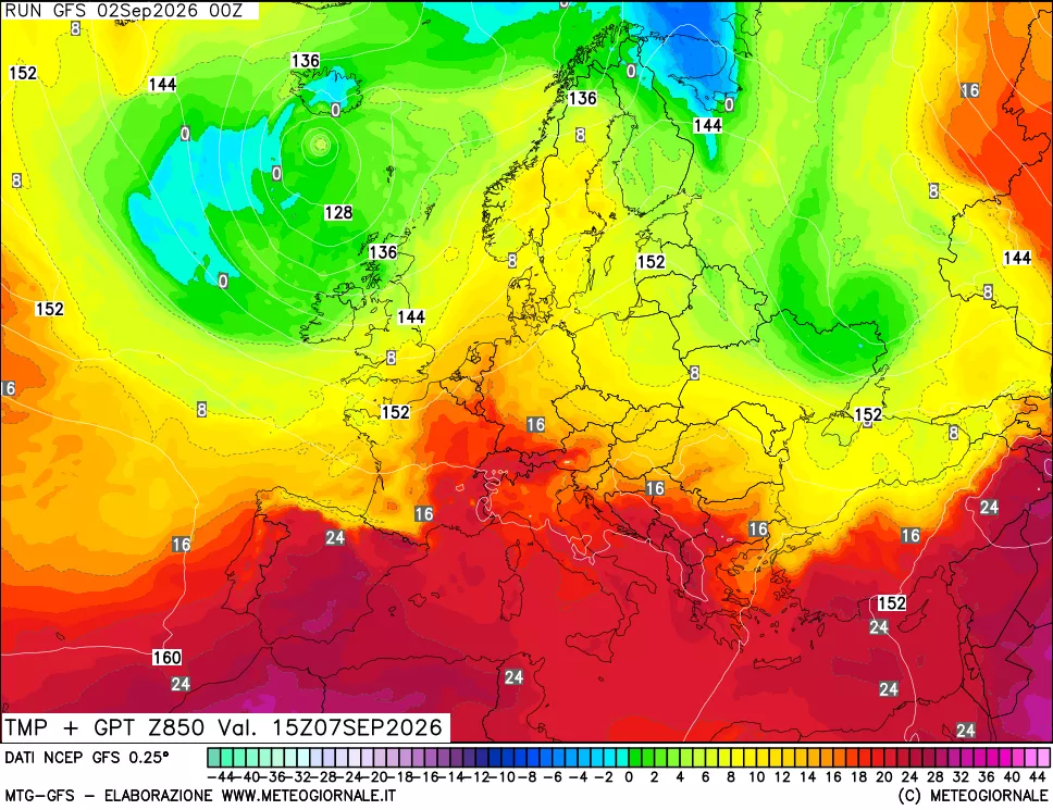 mappa 850 hPa Temp + GPT