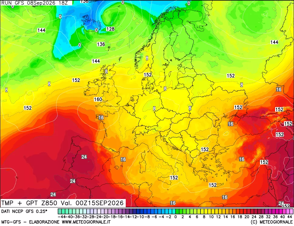 mappa 850 hPa Temp + GPT